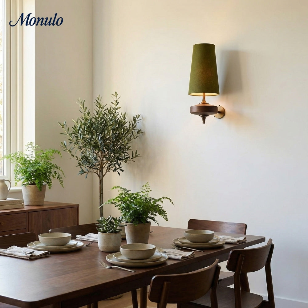 Retro Wall Lamp with Fabric Shade | Vintage Lighting for Bedroom - Lamylie