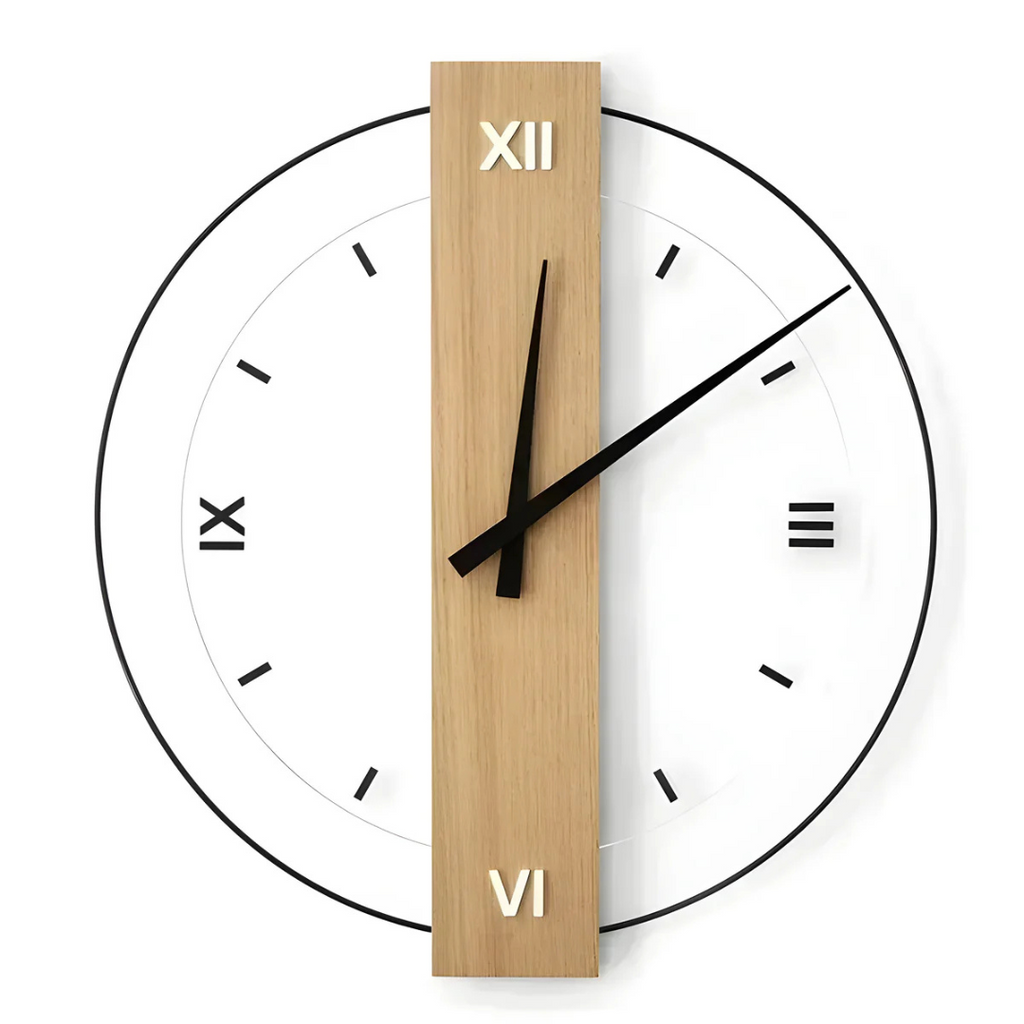 Large Quiet Wooden Wall Clock for Living Room Decor - Lamylie