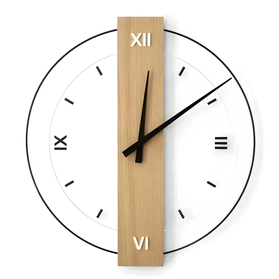 Large Quiet Wooden Wall Clock for Living Room Decor - Lamylie