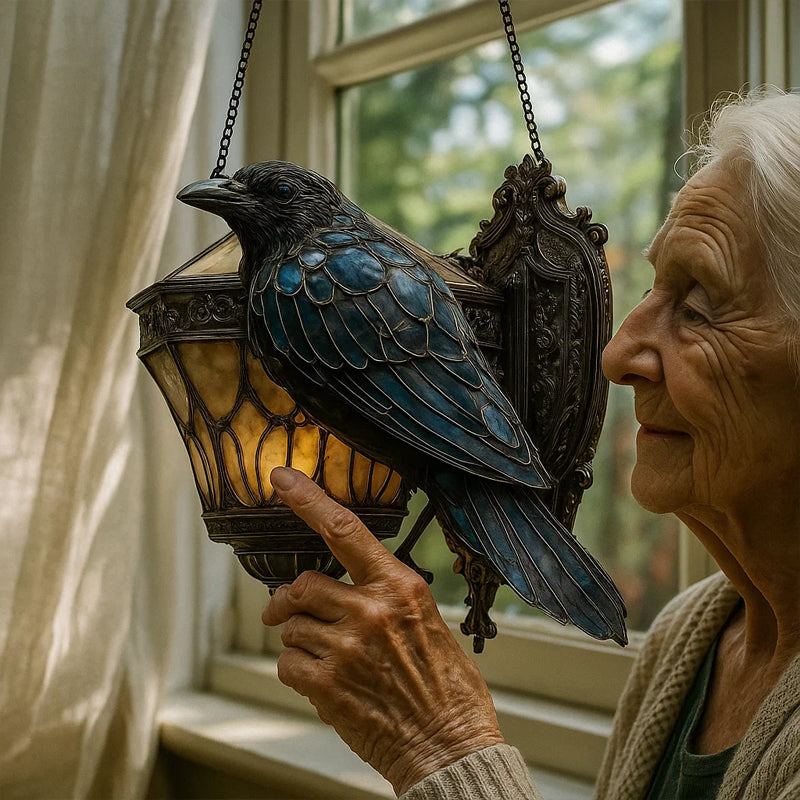 Gothic Raven Window Decoration with Light Reflection Effect - Lamylie