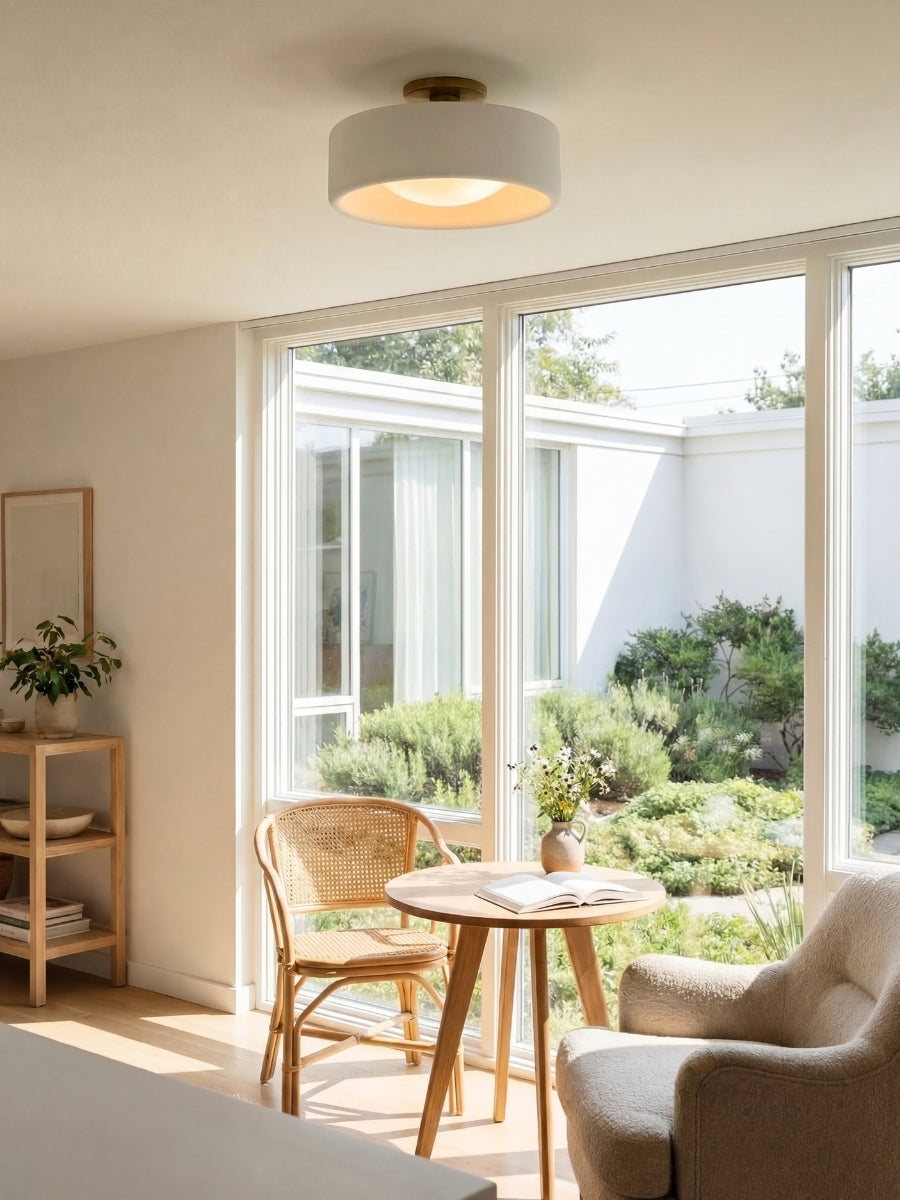Porcelain Ceiling Lamp Round Modern | Soft Ambient Lighting for Hall Office Kitchen - Lamylie