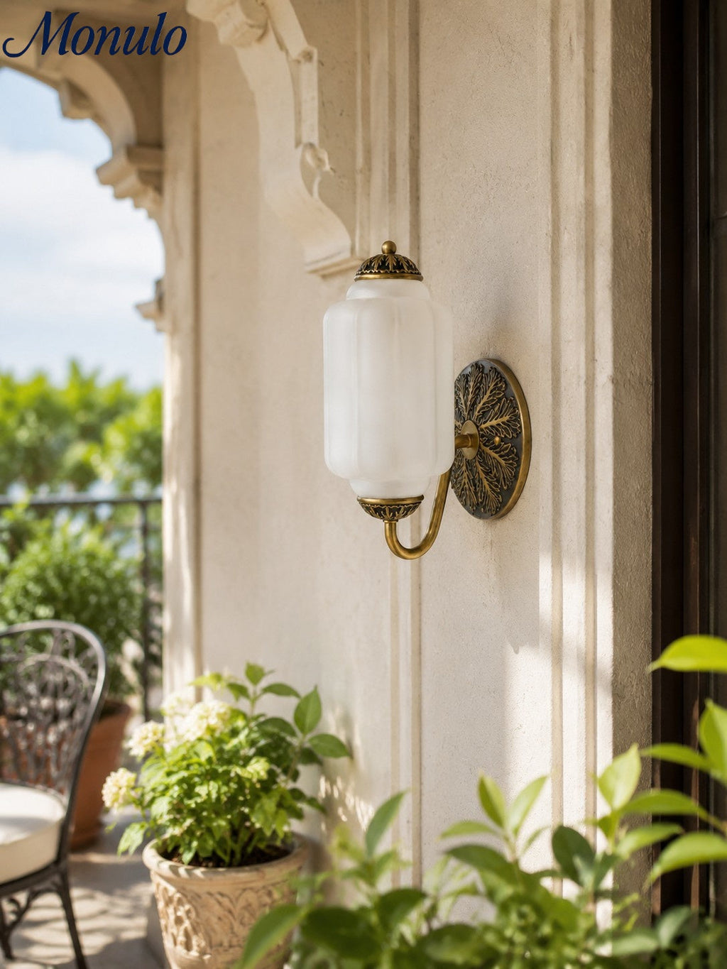 Milk Glass Wall Lamp Eloise for Hall and Bedroom | Vintage Wall Lighting with Milky White Glass - Lamylie
