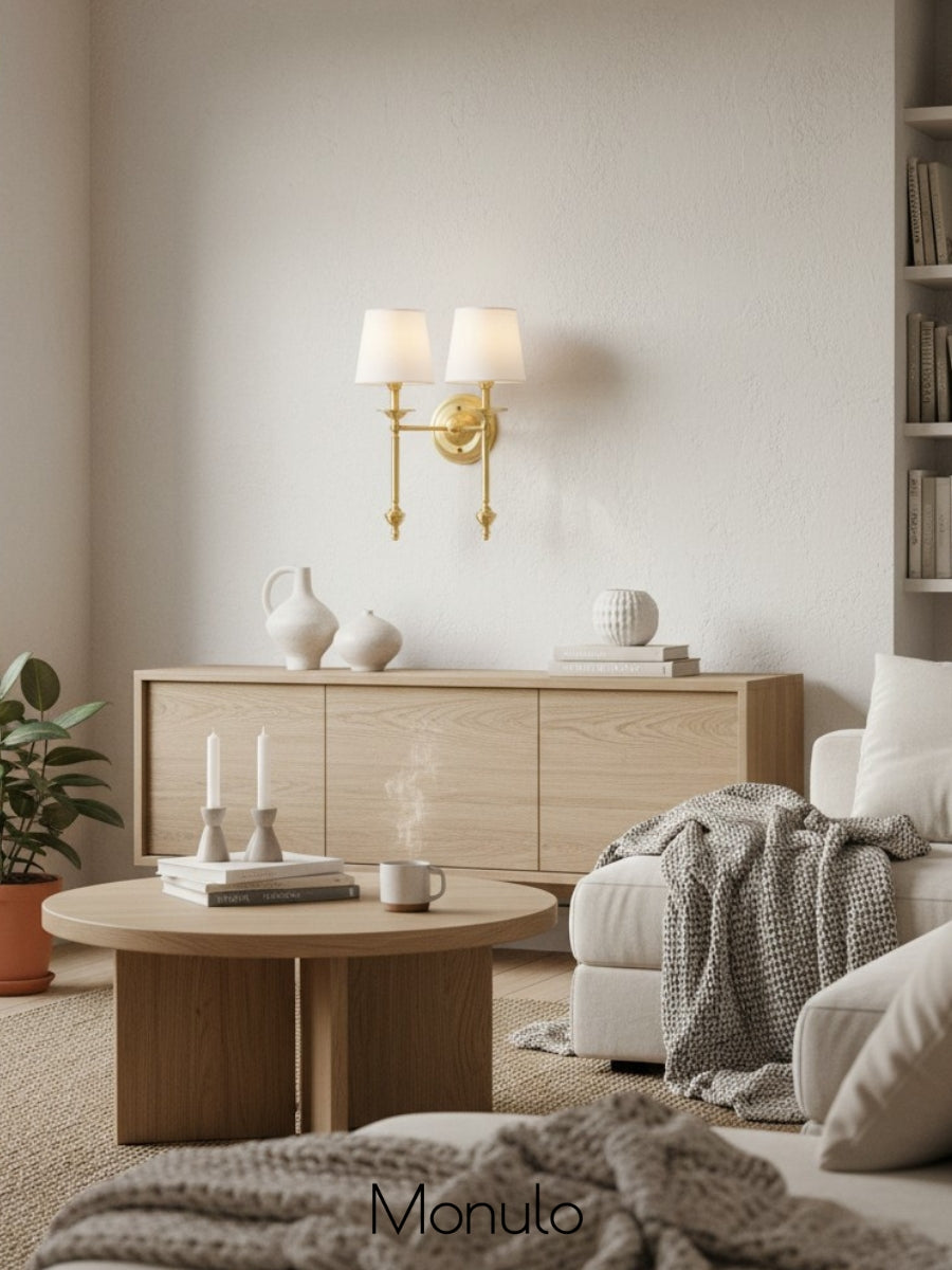 Stoffwandleuchte mit Vintage-Kupfer-Finish | Atmosphärische Beleuchtung für Flur, Schlafzimmer und Wohnzimmer - Lamylie