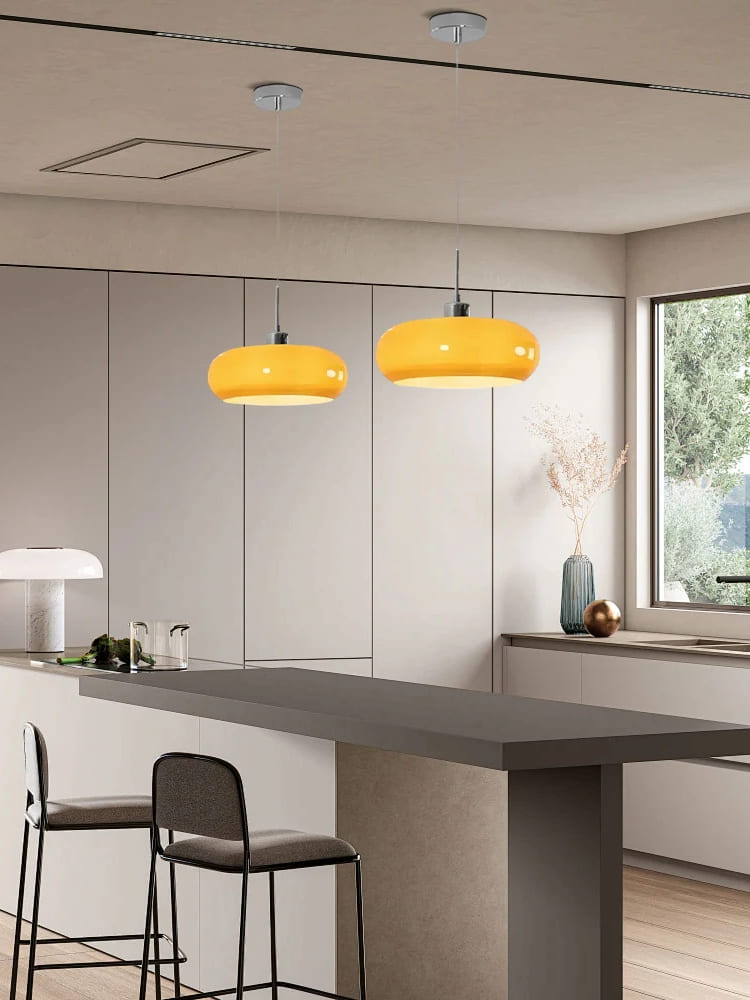 Bauhaus Glas Pendelleuchte Metall 11cm Nordisches Design Esszimmer Küche - Lamylie