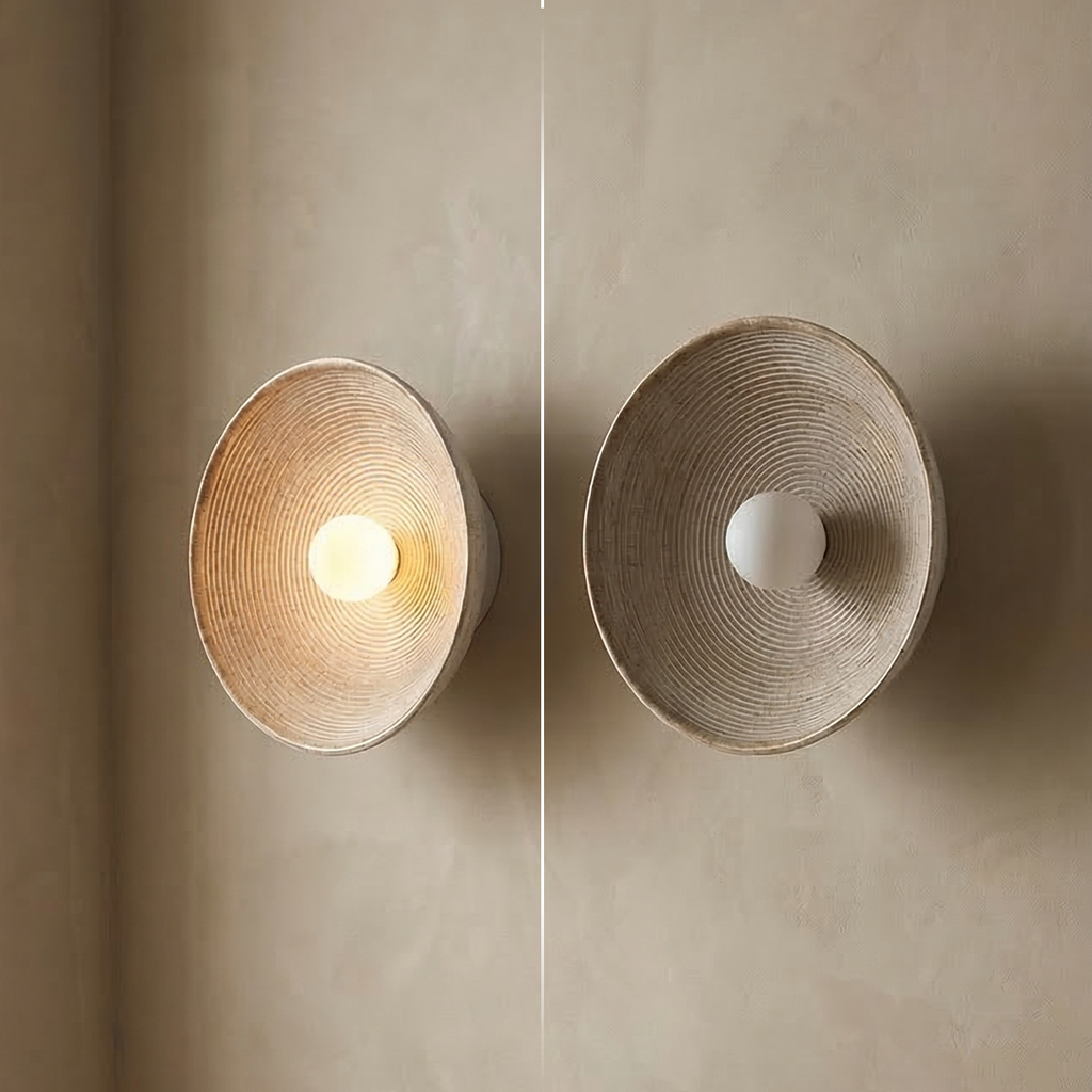 Moderne skandinavische Wandleuchte mit Holzoptik und sanftem Licht | Klein 20 cm oder Groß 27 cm | Warmweiß Kaltweiß oder Dimmbar - Lamylie