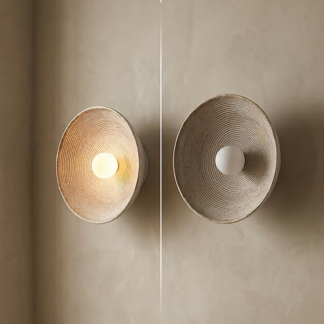 Moderne skandinavische Wandleuchte mit Holzoptik und sanftem Licht | Klein 20 cm oder Groß 27 cm | Warmweiß Kaltweiß oder Dimmbar - Lamylie