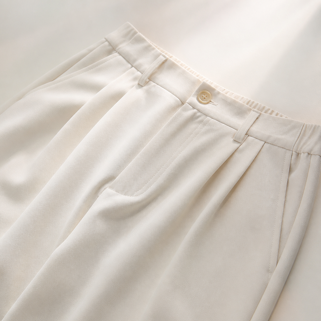 Marcello – Pantalon habillé plissé taille haute à jambe droite décontractée - Lamylie