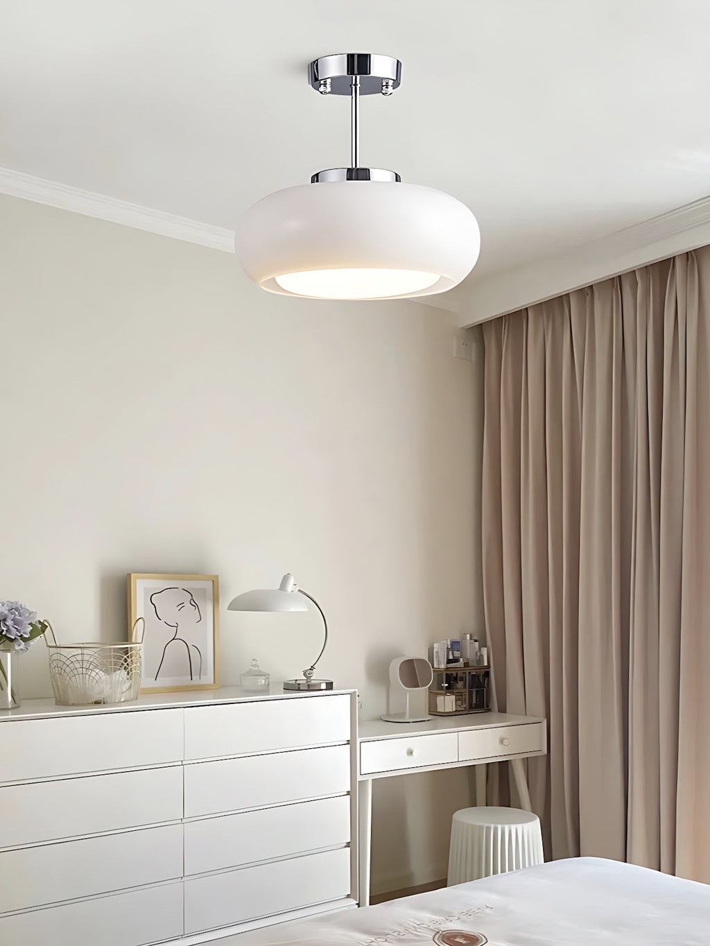 Ceiling Lamp Glass Disc Bauhaus Design Brass or Chrome Orange Yellow or White Glass Retro Stylish Lighting - Lamylie