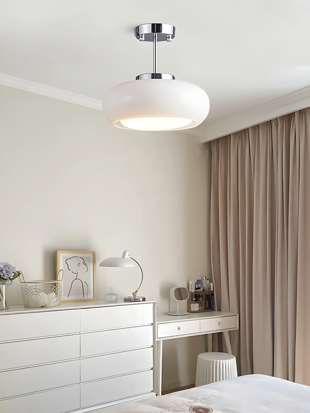 Ceiling Lamp Glass Disc Bauhaus Design Brass or Chrome Orange Yellow or White Glass Retro Stylish Lighting - Lamylie