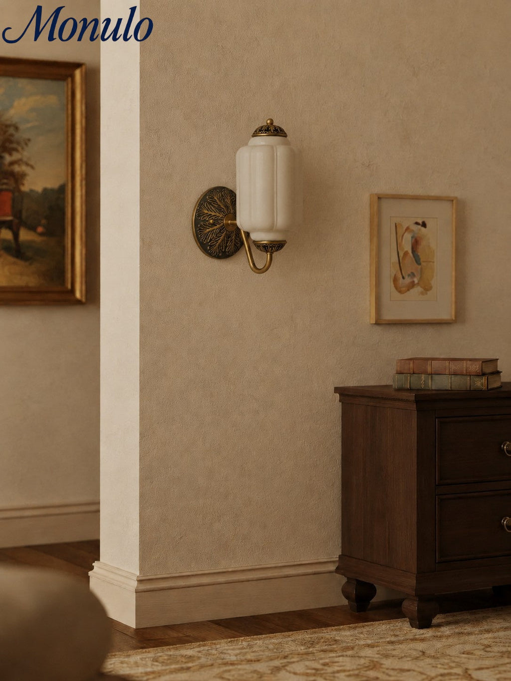 Milk Glass Wall Lamp Eloise for Hall and Bedroom | Vintage Wall Lighting with Milky White Glass - Lamylie