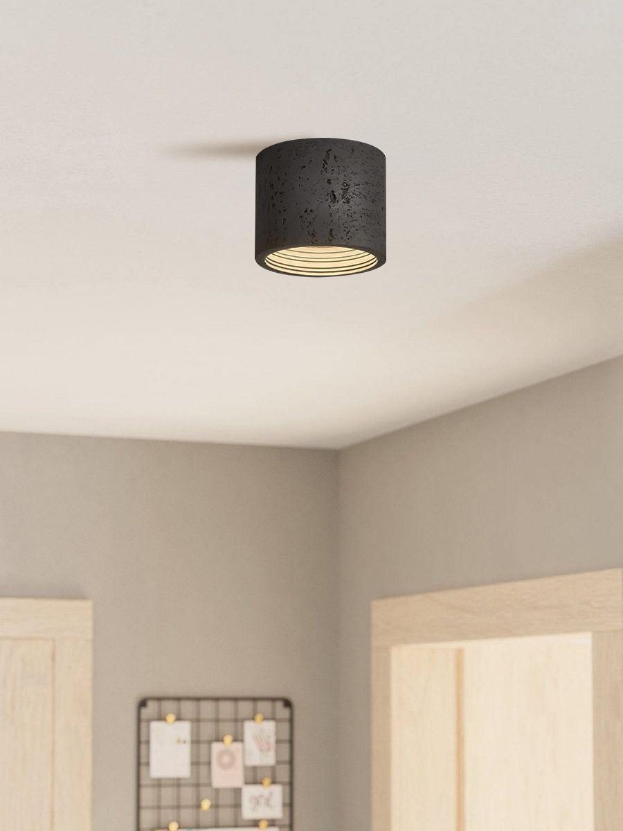 Cylindrical Travertine Ceiling Lamp | LED Lighting for Modern Interiors - Lamylie
