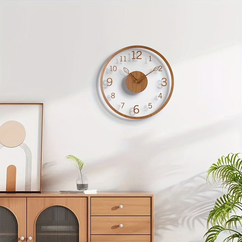 Orologio da parete sospeso minimalista Leafora — quadrante dal motivo a foglia essenziale