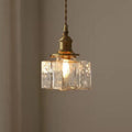 Vintage Pendelleuchte mit welligem Glas & Eisenfassung | Quadratisch/Rechteckig | Skandinavisches Design für Wohnzimmer - Lamylie