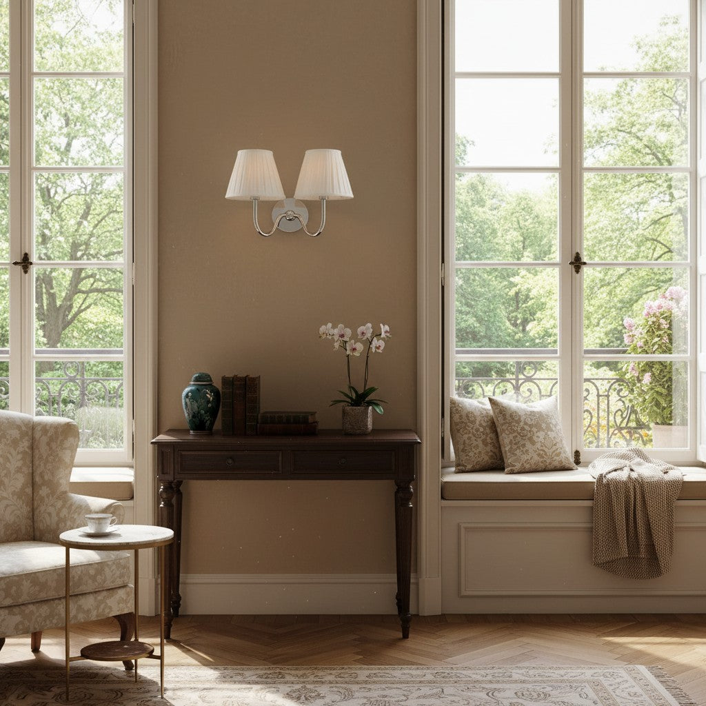 Wall Lamp with Pleated Fabric Shade | Classic Lighting for Bedroom and Living Room - Lamylie