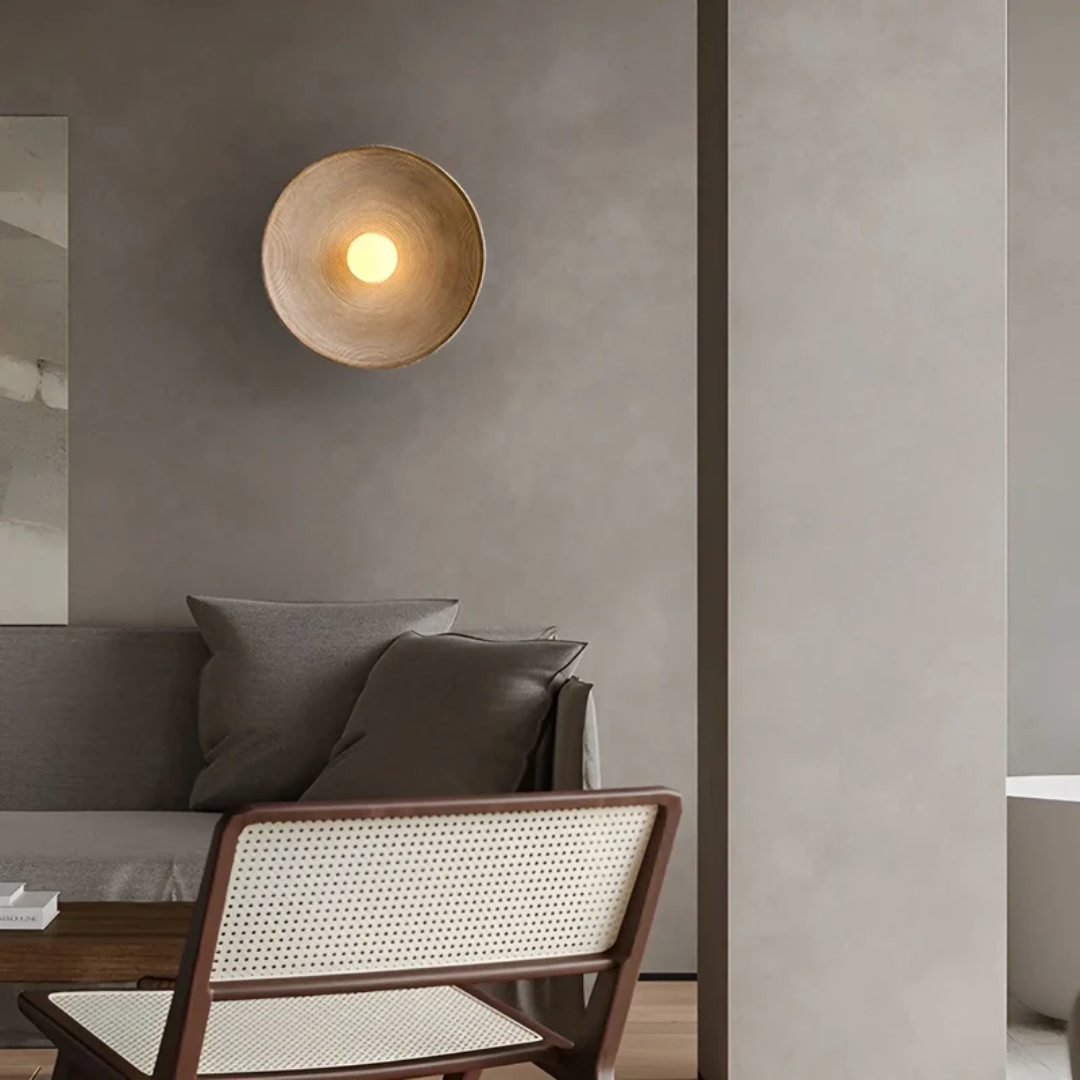 Runde Wandleuchte aus Glas & Harz – Wabi-Sabi-Design, Dreifarbenschema - Lamylie