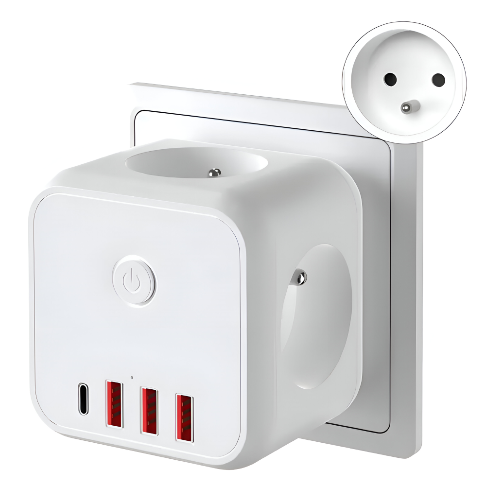 Bloc multiprise | Multiprise | Protection contre les surcharges avec interrupteur marche-arrêt | PowerCube - Lamylie