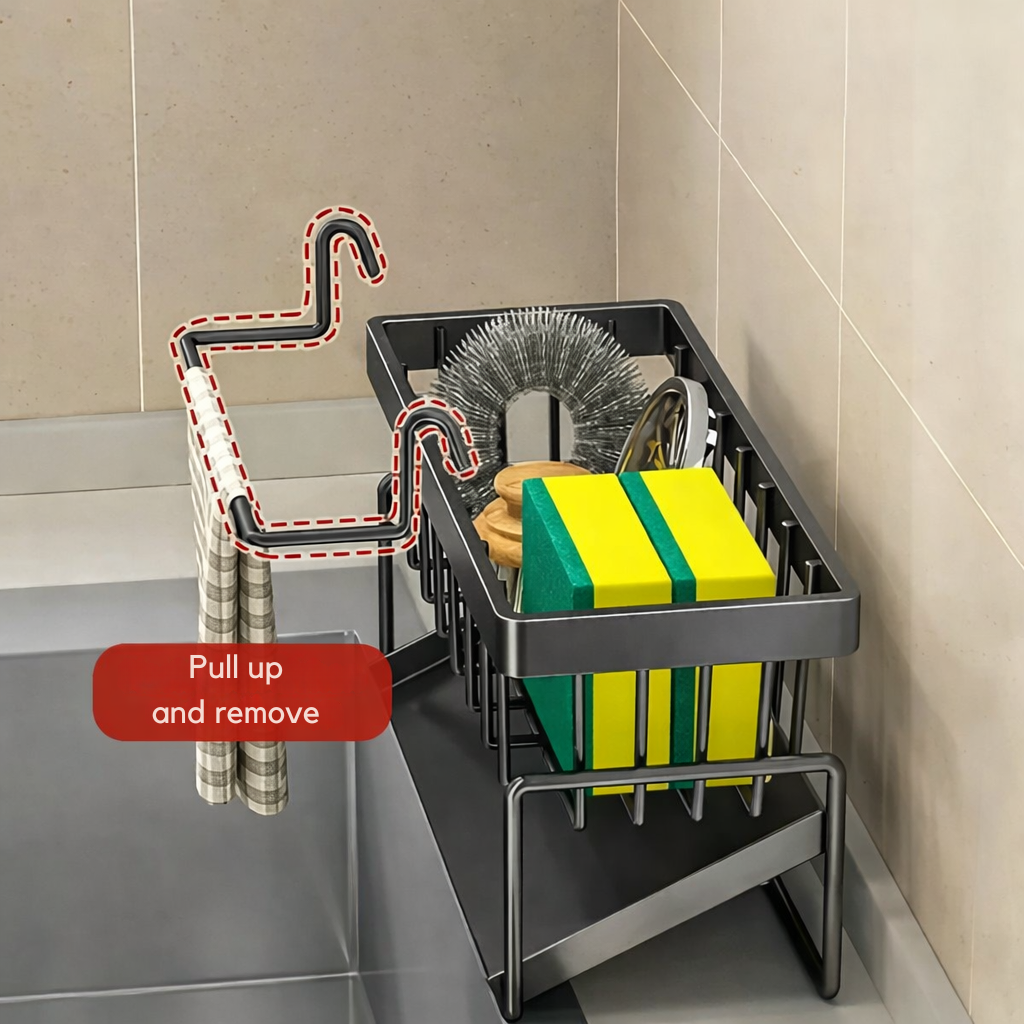 Kitchen Sink Organizer | Rust-Resistant | Includes Towel Bar | AquaRack - Lamylie