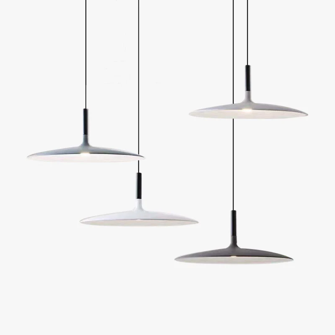 Contemporary White Metal Hanging Lamp – LED, Height Adjustable - Lamylie