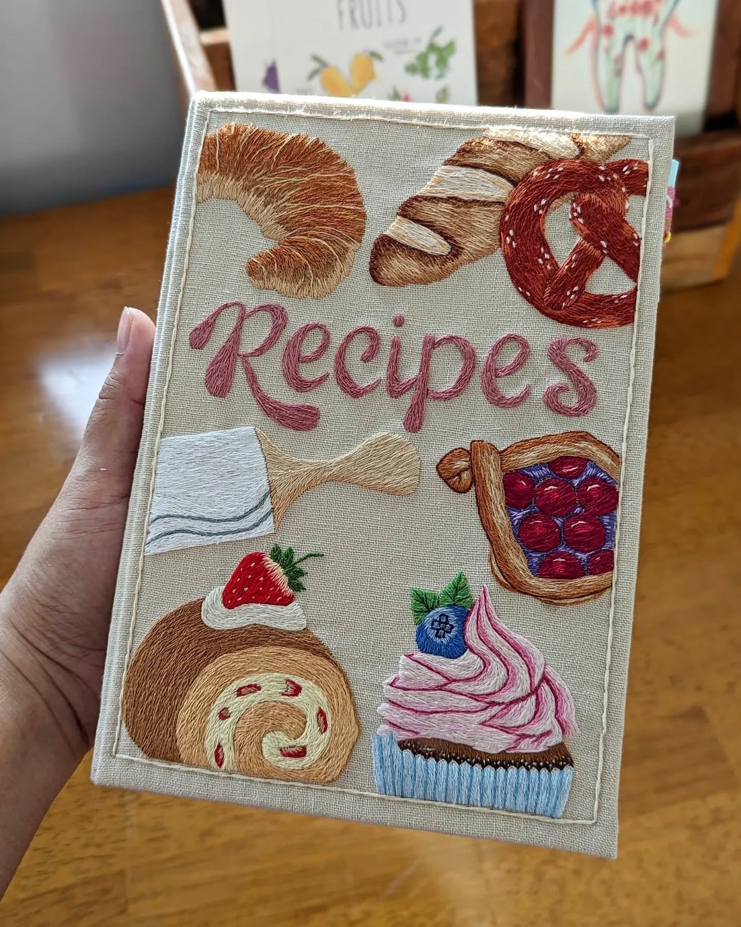 Notebook | Handcrafted Recipe Journal | Embroidered Textile Cover | RecipeHeart - Lamylie