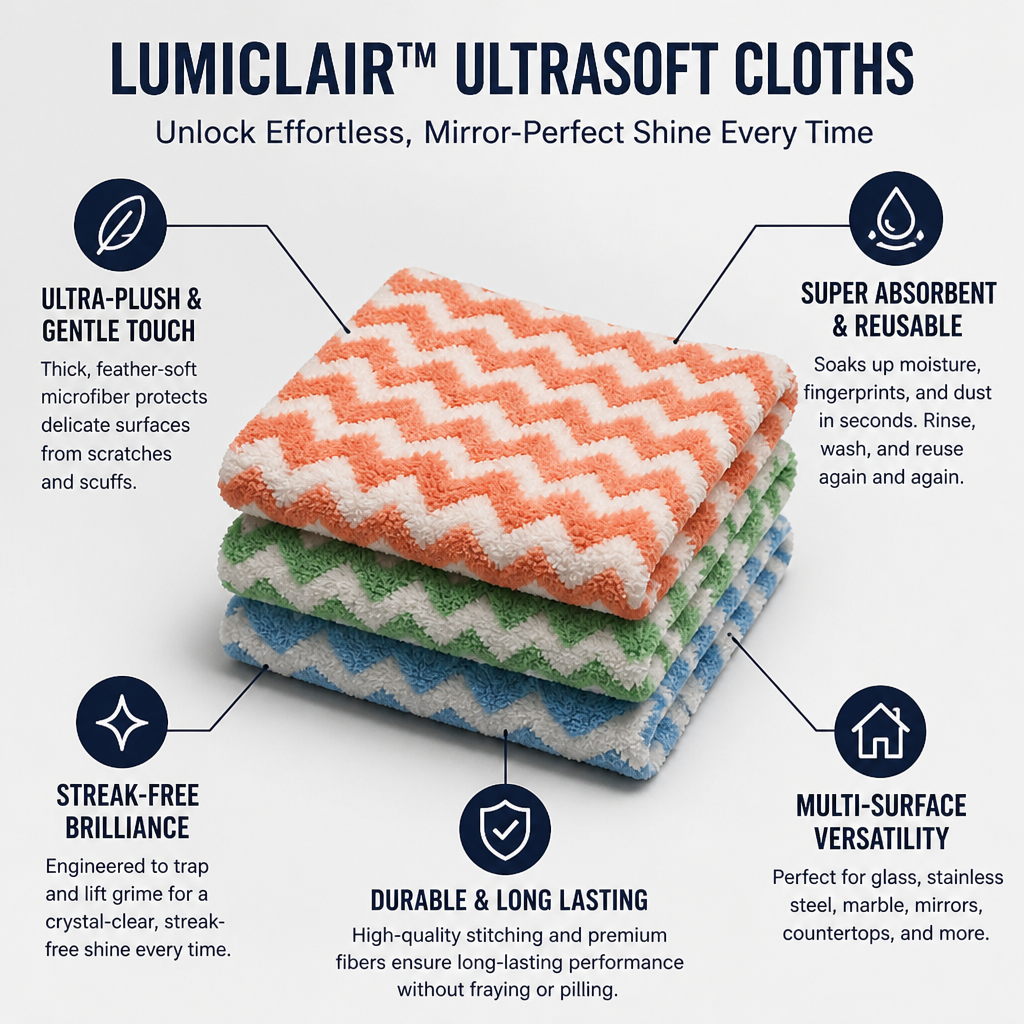 LumiClair Ultrasoft Cloths — Unlock Effortless, Mirror-Perfect Shine Every Time - Lamylie