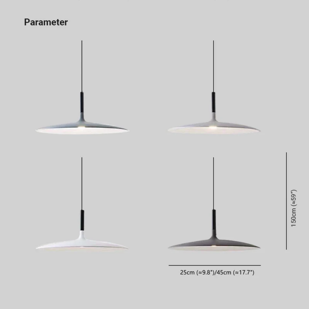 Contemporary White Metal Hanging Lamp – LED, Height Adjustable - Lamylie