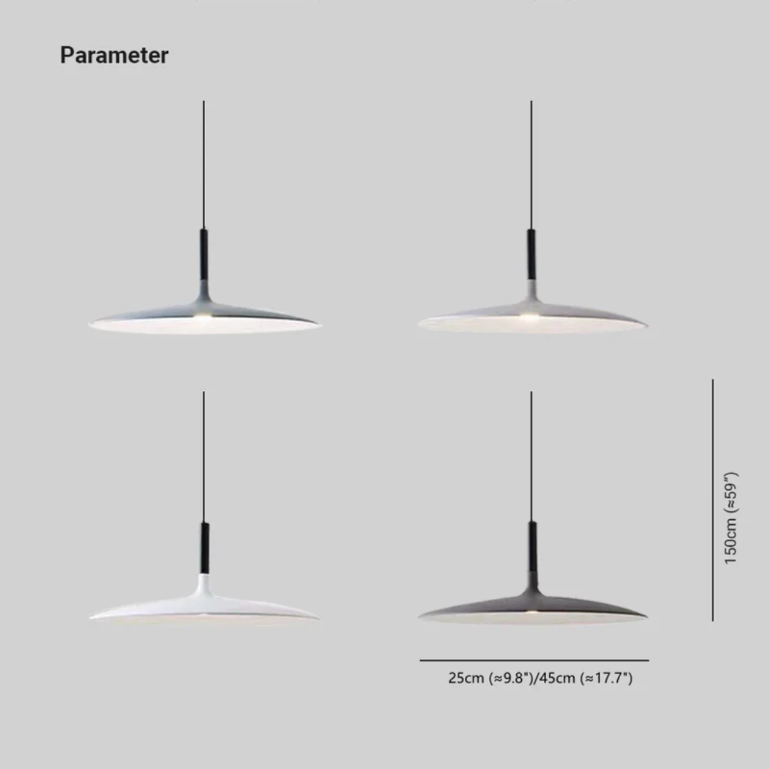 Contemporary White Metal Hanging Lamp – LED, Height Adjustable - Lamylie