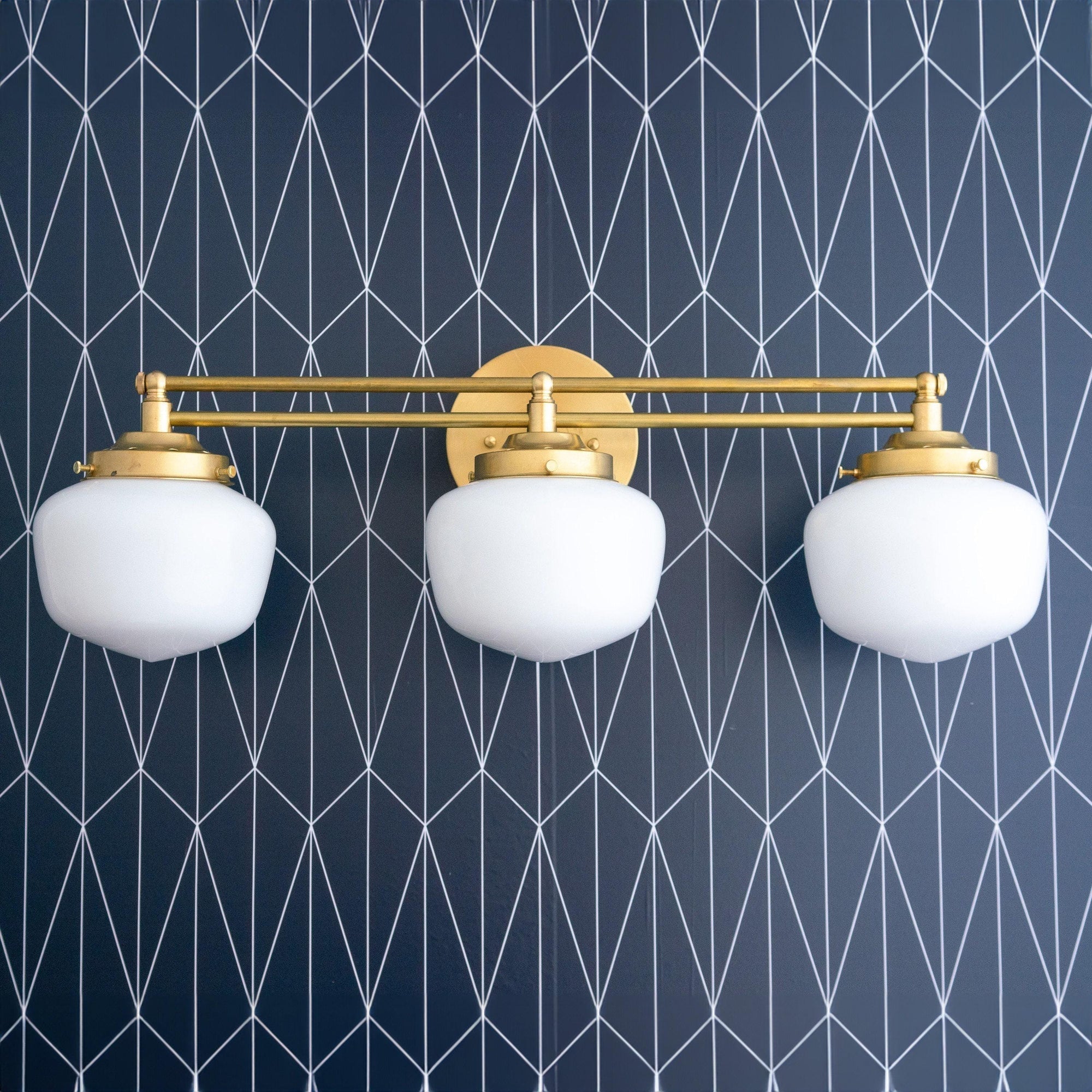 Globe Wall Lamp Classic Bathroom Schoolhouse Lighting Matte Opal Glass for Mirror and Sink - Lamylie