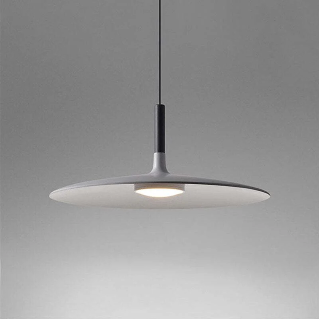 Contemporary White Metal Hanging Lamp – LED, Height Adjustable - Lamylie