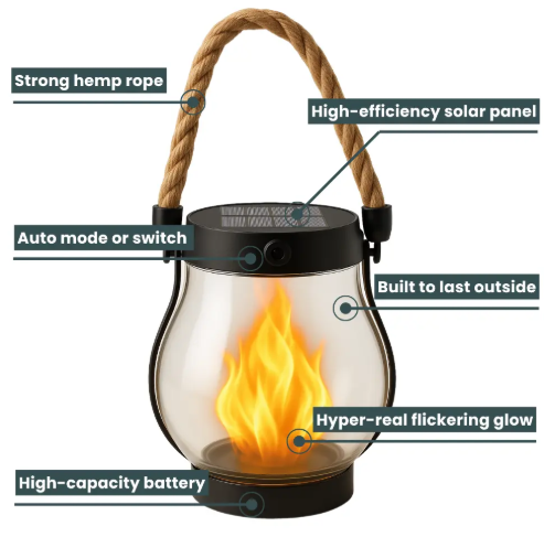 LumaFlick Solar Flame Lantern — Transform Your Nights with Cozy, Captivating Glow That Lasts All Evening - Lamylie