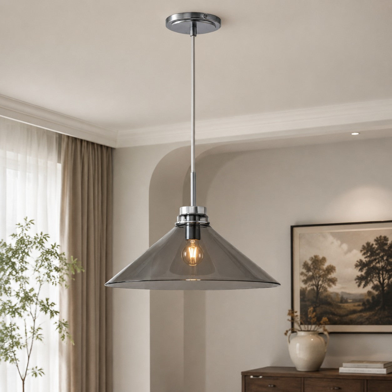 Cone-Shaped Pendant Lamp in Country Style - Dimmable - For Kitchen and Hall - Scandinavian Inspired - Modern Farmhouse Lighting - Lamylie