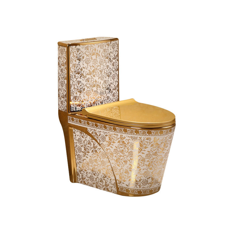 One-piece Standing Toilet Gold-colored Ceramic Closet for Modern Bathrooms - Lamylie