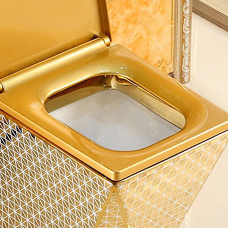 One-piece Standing Toilet Gold-colored Ceramic Closet for Modern Bathrooms - Lamylie