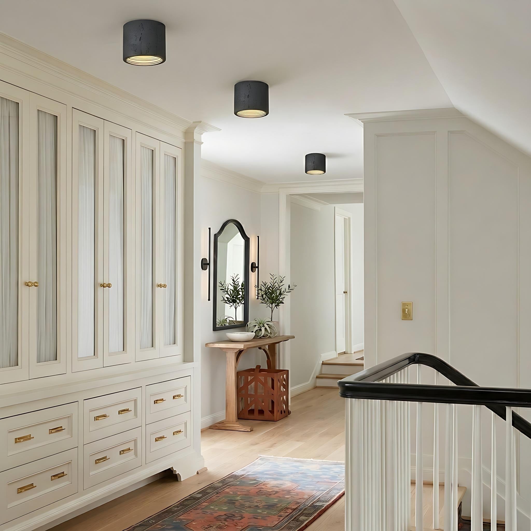 Cylindrical Travertine Ceiling Lamp | LED Lighting for Modern Interiors - Lamylie
