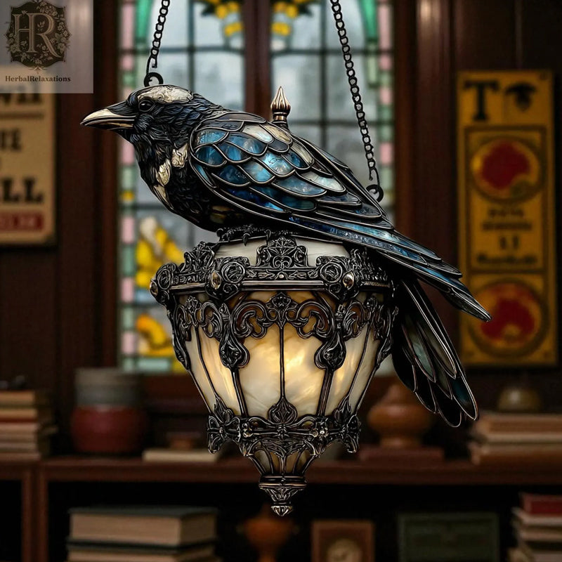 Gothic Raven Window Decoration with Light Reflection Effect - Lamylie