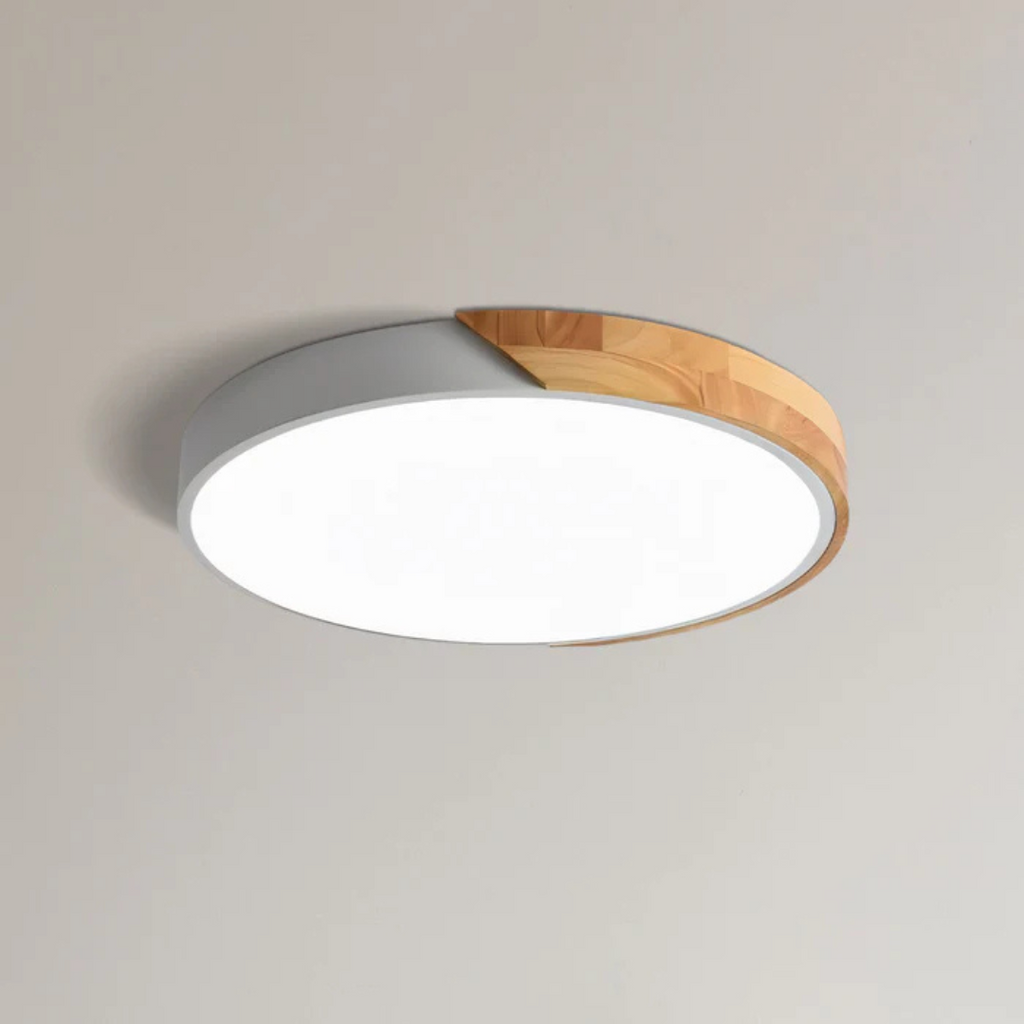 Minimalistyczna lampa sufitowa z drewna i akrylu | Skandynawski design do salonu i sypialni | Energooświetlne światło LED | Łatwy montaż – Lamylie