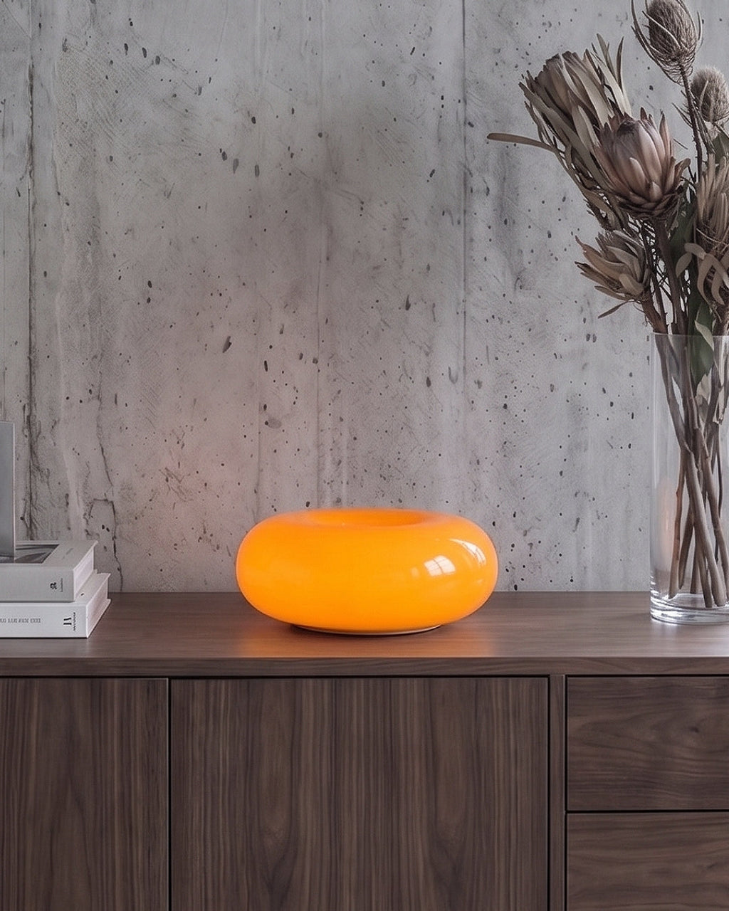 NARA Skulpturale Donut-Lampe mit 3 Farbtemperaturen | Dimmbar Glas-Tischlampe Bauhaus-Design Touch-Steuerung Wandmontierbar Ambientebeleuchtung - Lamylie