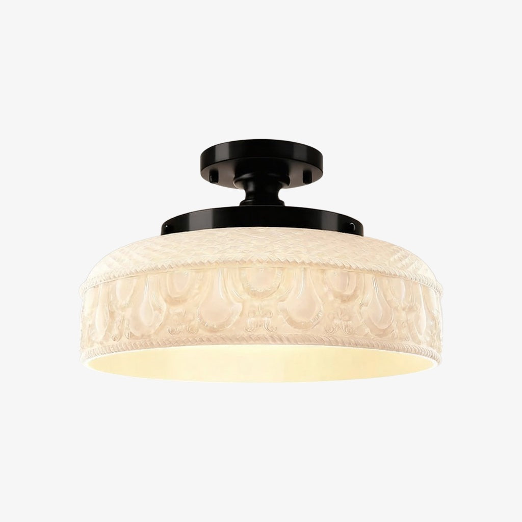 Ribbed Glass Ceiling Lamp with Metal Fixture | Minimalist Lighting for Bedroom and Hallway - Lamylie