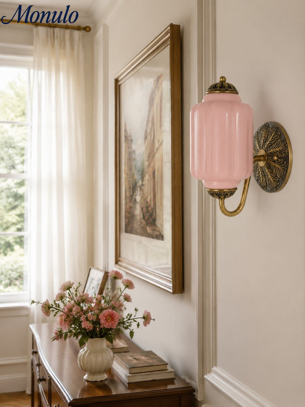 Milk Glass Wall Lamp Eloise for Hall and Bedroom | Vintage Wall Lighting with Milky White Glass - Lamylie