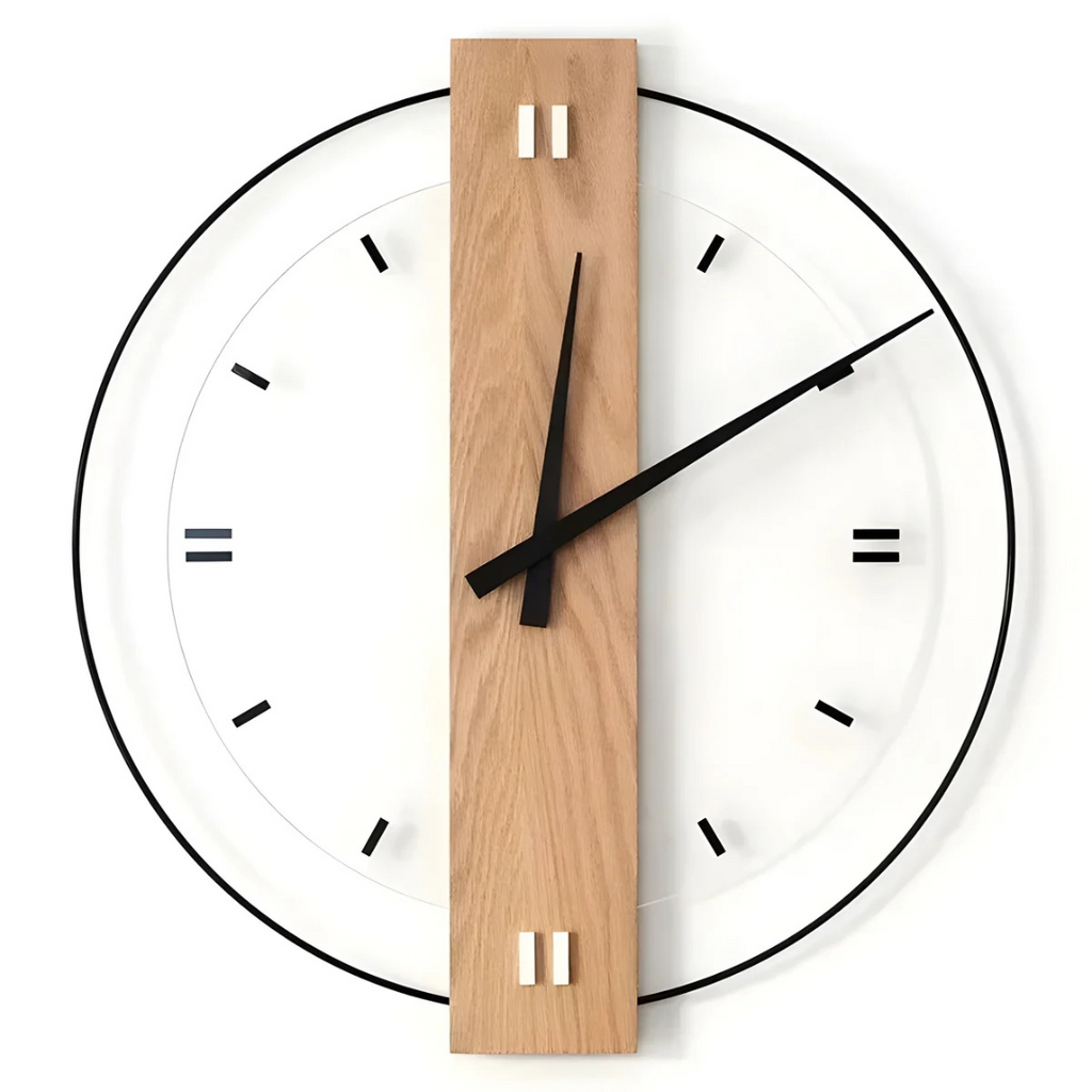 Large Quiet Wooden Wall Clock for Living Room Decor - Lamylie