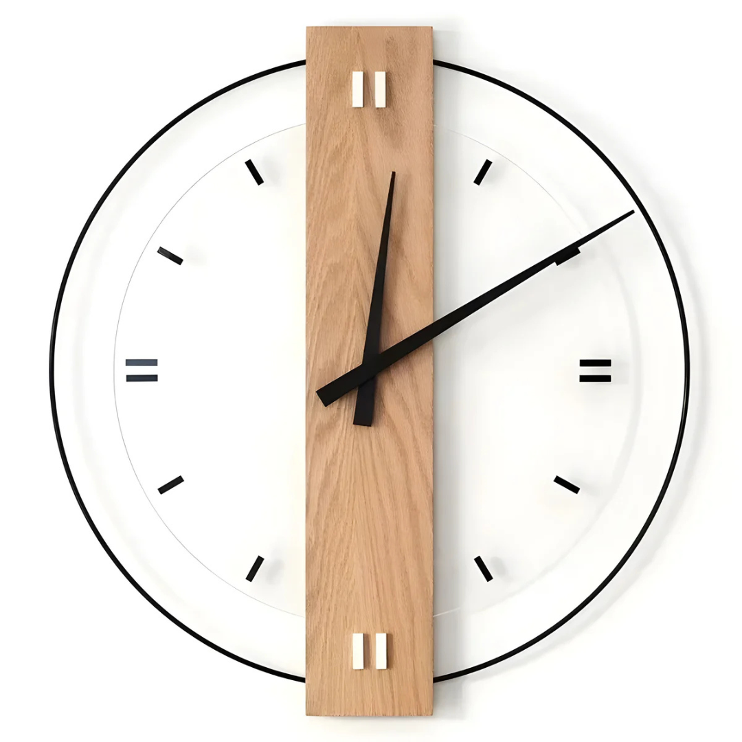 Large Quiet Wooden Wall Clock for Living Room Decor - Lamylie
