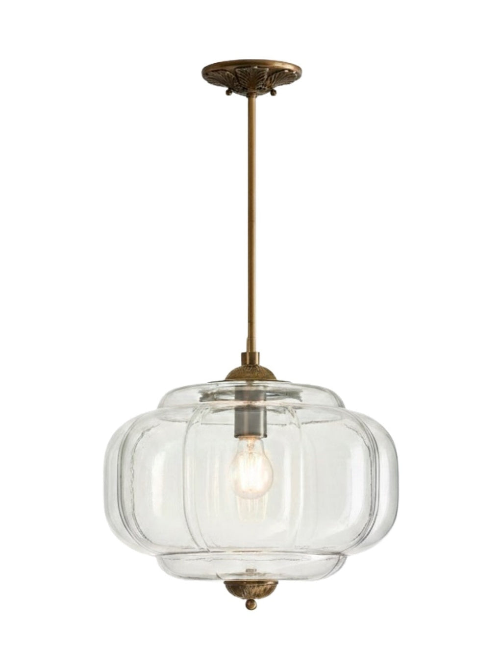 Vintage Milk Glass Ceiling Lamp Scalloped Edge White Pink Green Blue Clear Matte Glass Semi-Flush Pendant Lamp Brass Black Finish - Lamylie