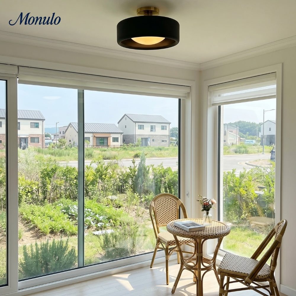 Porcelain Ceiling Lamp with Sleek Mounting | Modern Low Profile Lamp Ceramic Surface Lighting - Lamylie