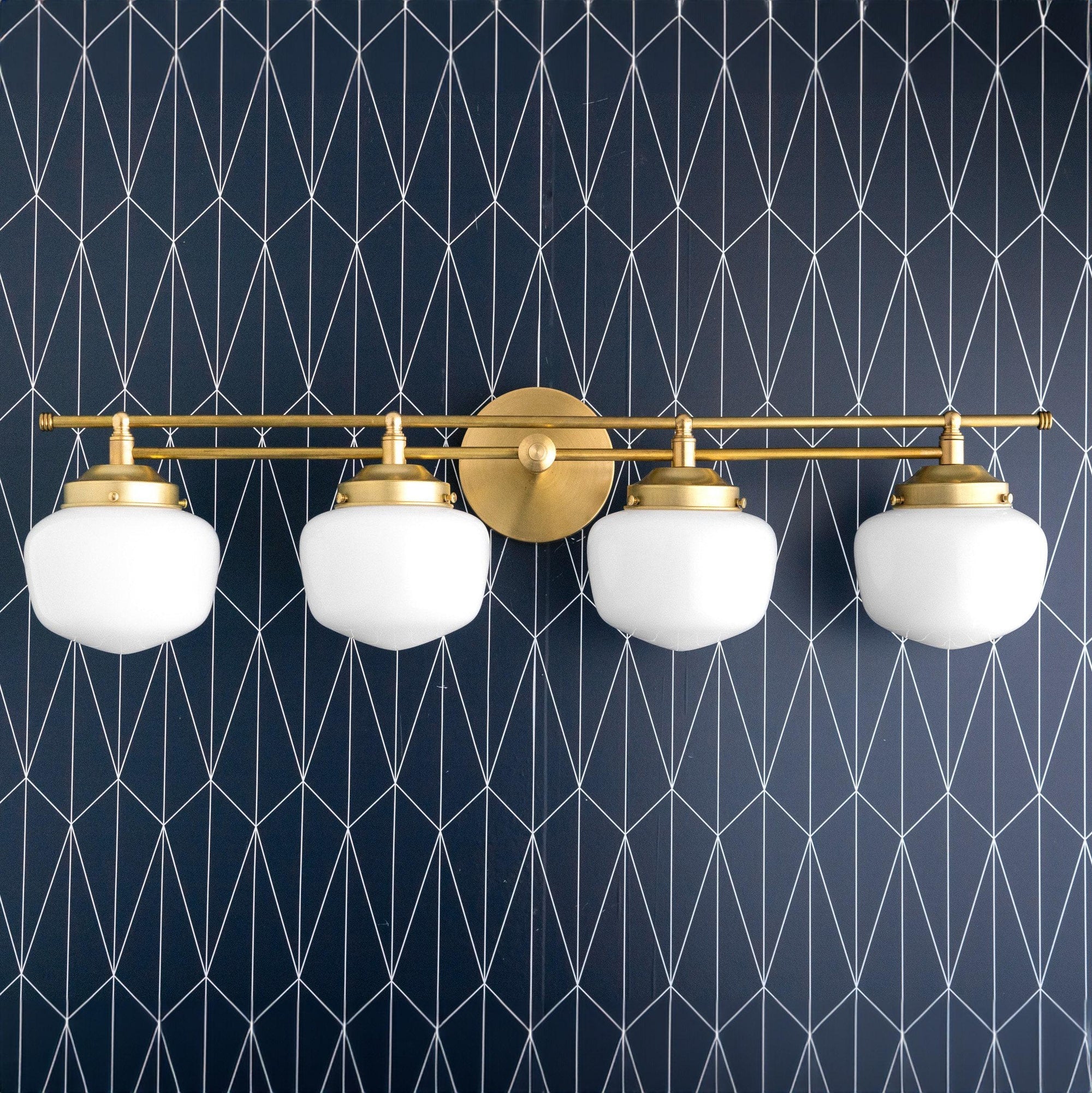 Globe Wall Lamp Classic Bathroom Schoolhouse Lighting Matte Opal Glass for Mirror and Sink - Lamylie