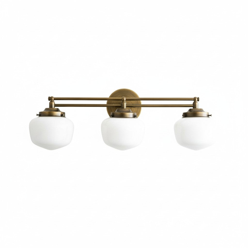 Globe Wall Lamp Classic Bathroom Schoolhouse Lighting Matte Opal Glass for Mirror and Sink - Lamylie
