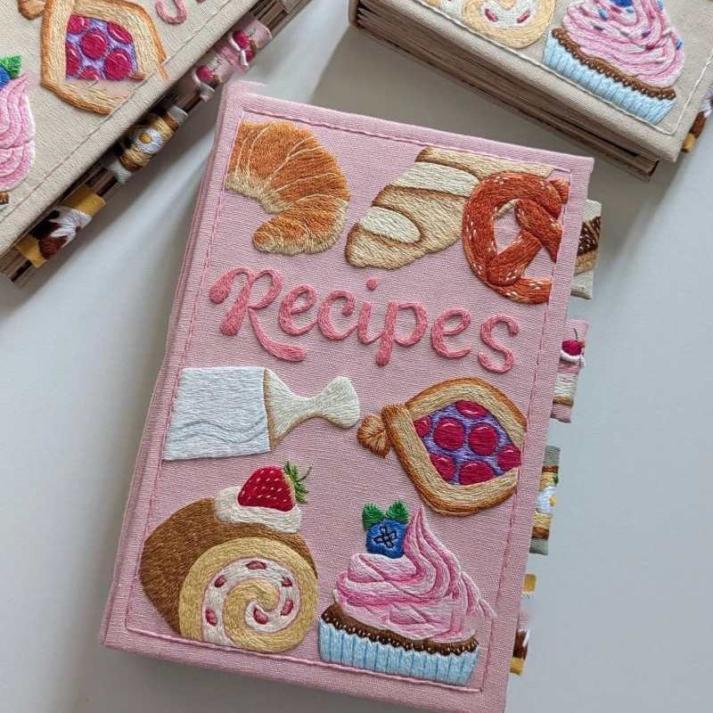 Notebook | Handcrafted Recipe Journal | Embroidered Textile Cover | RecipeHeart - Lamylie