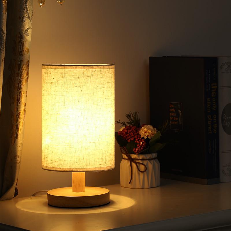 Organic Table Lamp Wood & Linen | Dimmable with Remote Control & Touch | 3 Light Colors - Lamylie