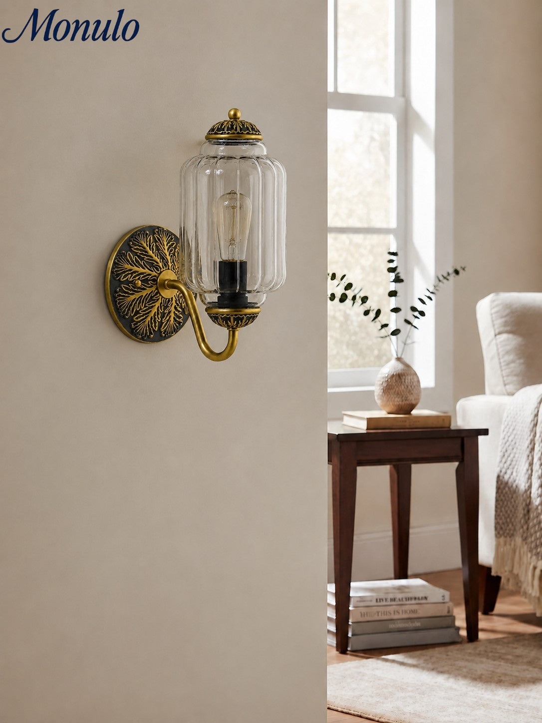 Milk Glass Wall Lamp Eloise for Hall and Bedroom | Vintage Wall Lighting with Milky White Glass - Lamylie