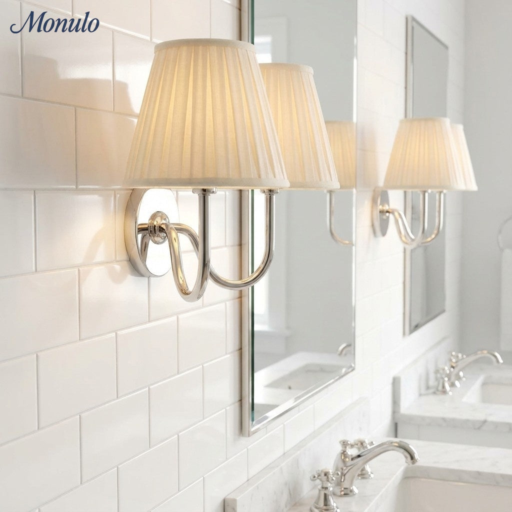 Wall Lamp with Pleated Fabric Shade | Classic Lighting for Bedroom and Living Room - Lamylie