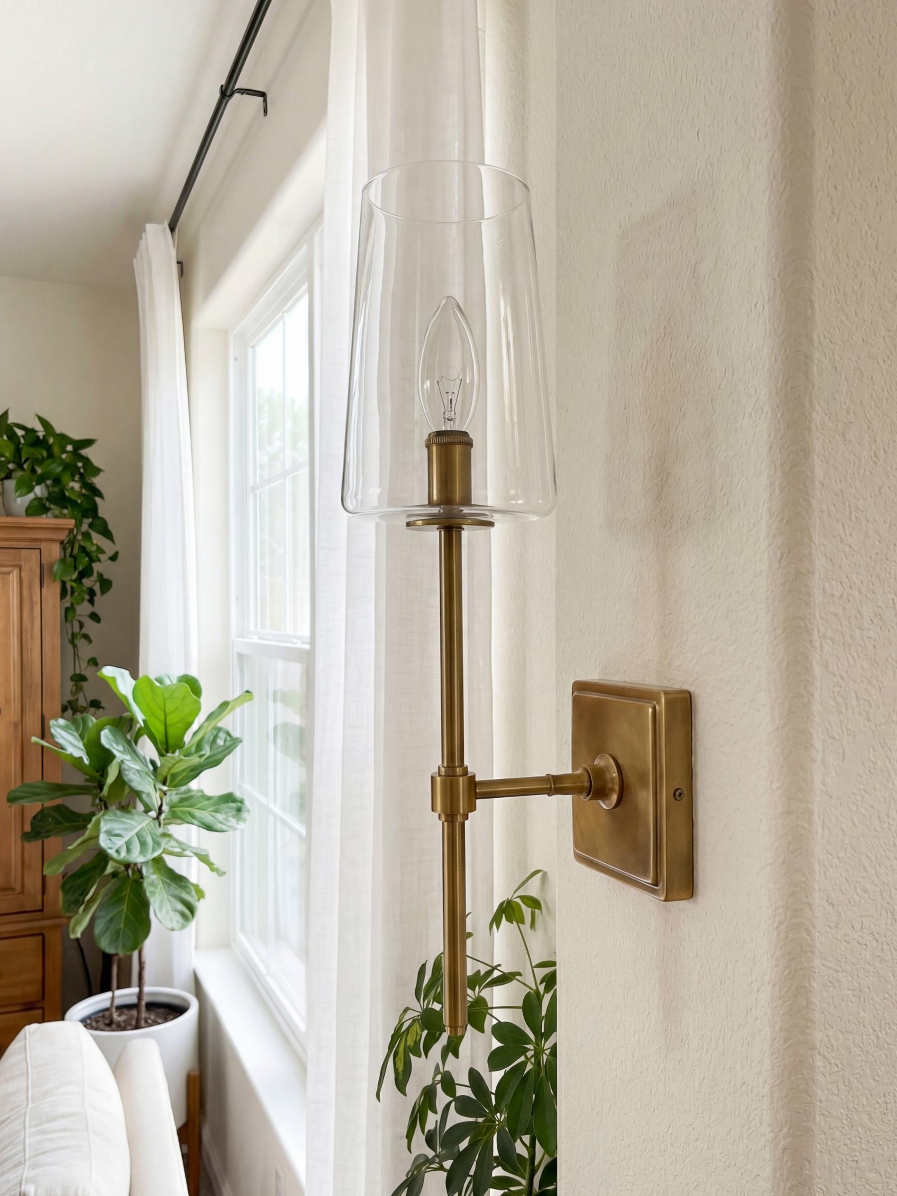 Glass Wall Lamp with Clear Glass | Single to Triple Configuration | Elegant Bathroom Lighting - Lamylie