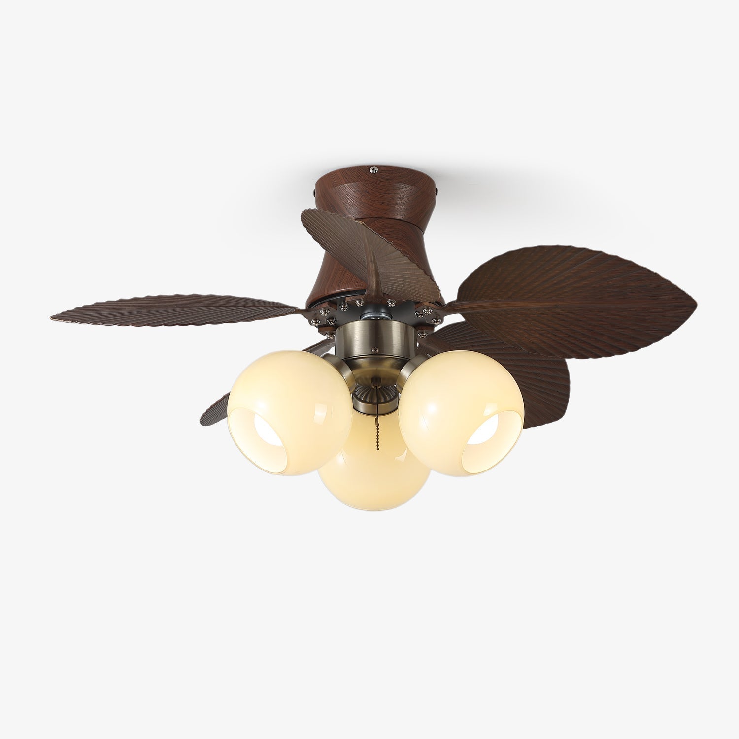 Ceiling Fan with Lighting Oak Finish ø80cm Dimmable Remote Control 6 Speeds Modern Interior Fan with Light Shade Beige - Lamylie